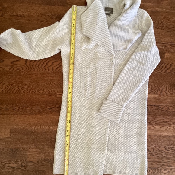 Mantovani Studio 100% Italian Cashmere Long Sweater Duster Coat Light Gray - Picture 14 of 16